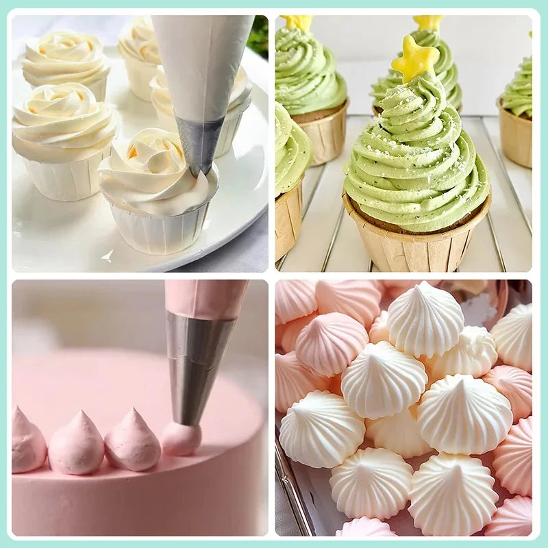 Stainless Steel Piping Nozzles Set Cake Decorating Tips Cream Icing Frosting Baking Tools For Cupcakes Cookies Kitchen Accessory